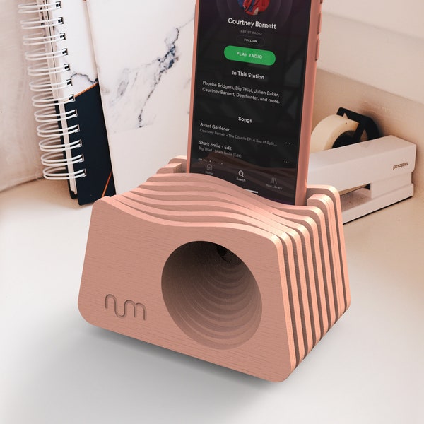 Pink Phone Amplifier, Passive Speaker, Charging Dock, Phone Stand