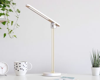 White Desk Lamp, Led Desk Lamp, Wood Lamp, Table-Top Lamp, Office Lamp