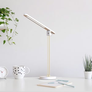 White Desk Lamp, Led Desk Lamp, Wood Lamp, Table-Top Lamp, Office Lamp