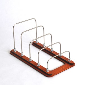 Walnut Desktop File Organizer, File Holder for Desk, Vertical File Sorter, Brochure Holder, Letter Organizer