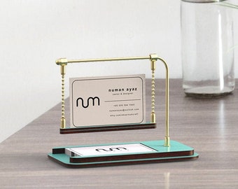 Mint Business Card Stand, Business Card Holder for Desk, Business Card Display