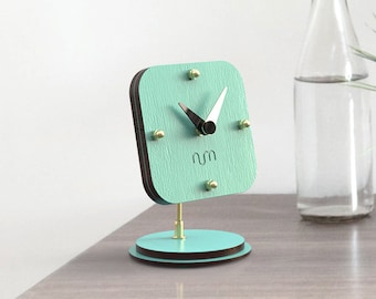 Mint Adjustable Desk Clock, Minimalist Clock, Retro Table Clock, Wood Clock
