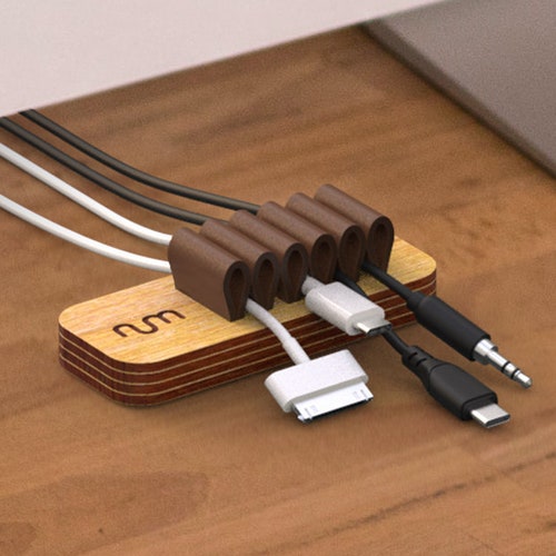 Oak Wood & Leather Cable Organizer Cord Management for Desk - Etsy