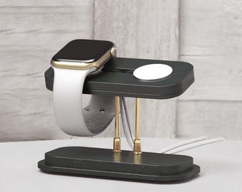 Black Dual Apple Watch Stand, Smart Watch Stand for 2