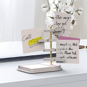 White memo holder with cube note slot