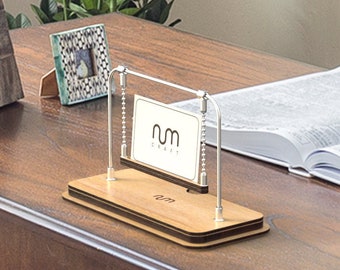 Oak Business Card Stand, Business Card Holder for Desk, Business Card Display, Storage, Desk Nametag