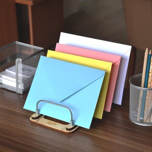 Pink Desktop File Organizer, File Holder for Desk, Vertical File Sorter, Brochure Holder, Letter Organizer image 9