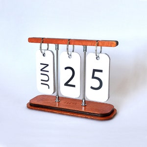 Pink Perpetual Desk Calendar, Turning Calendar, Wood & Metal Calendar image 2