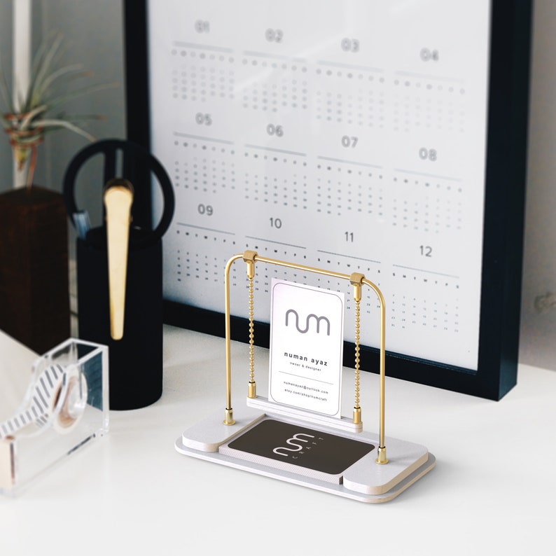 White Business Card Stand Vertical Business Card Holder for Etsy Canada