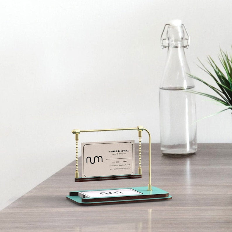 Oak Business Card Stand Business Card Holder for Desk Etsy