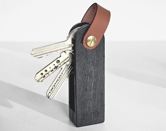 Black Personalized Key Organizer, Wood Magnetic Key Holder, Personalized Gift