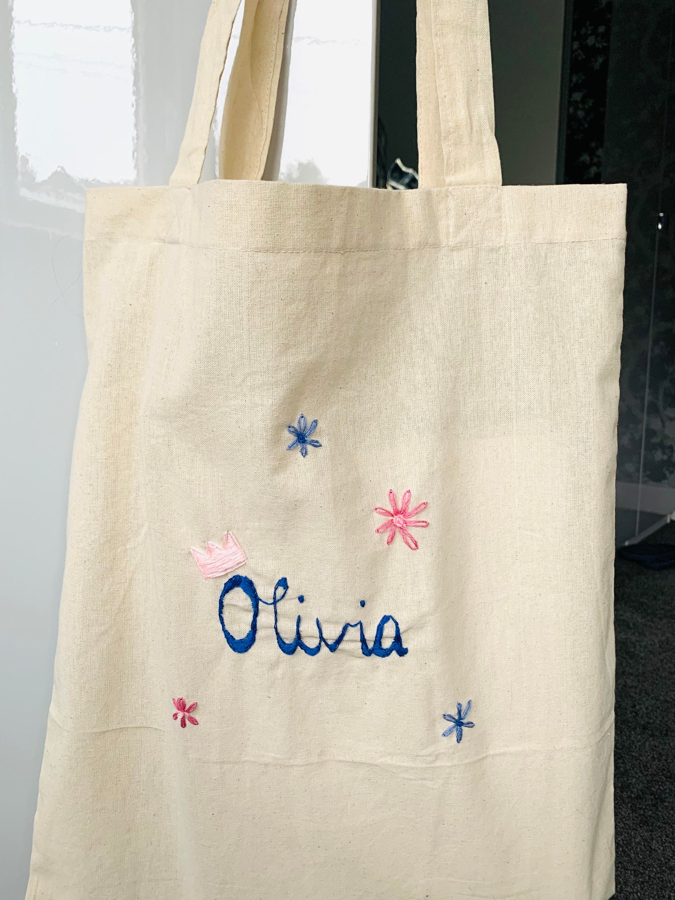 Personalised Name Custom Handmade Embroidered Tote Bag Etsy