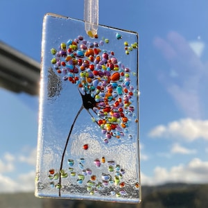 Liten fantasifull 7,5 cm solfångare i smält glas, regnbågssmycken bild 3