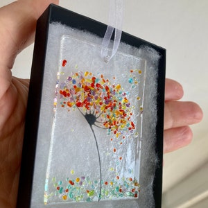 Liten fantasifull 7,5 cm solfångare i smält glas, regnbågssmycken Medium 6 x 9 cm