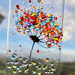 Liten fantasifull 7,5 cm solfångare i smält glas, regnbågssmycken bild 7