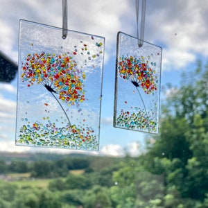 Liten fantasifull 7,5 cm solfångare i smält glas, regnbågssmycken bild 2