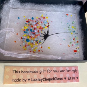 Little whimsical 3” Fused glass opaque Rainbow Jewels Flower Sun catcher