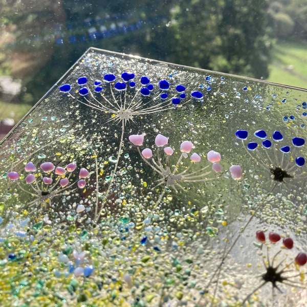 Flower meadow Fused glass picture