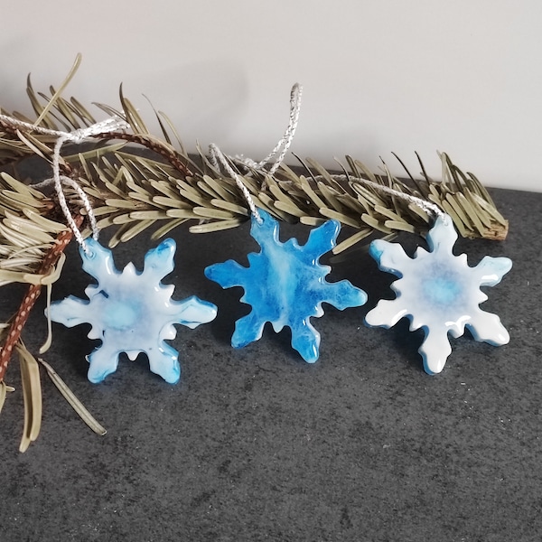 Lot de 3 décorations de Noël flocon de neige en résine