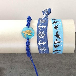 Set of 2 macrame resin turtle bracelet hair tie