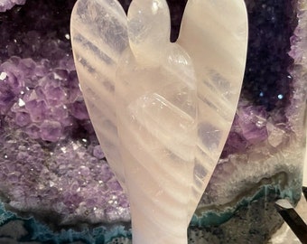 10" 26cm Large Rose Quartz Angel Magical Artifact for your lifetime protection, healing, unconditional love + 3 additional spells any wishes