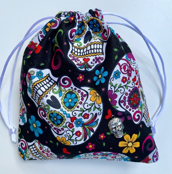 Party Bag Polka Dot Gift Bag 100/% Cotton Reversable Handmade 5X7 Black Cotton Lined Favor Bag