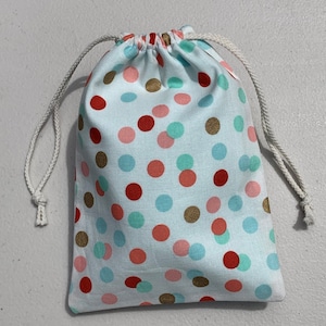 Party Bag Polka Dot Gift Bag 100/% Cotton Reversable Handmade 5X7 Black Cotton Lined Favor Bag