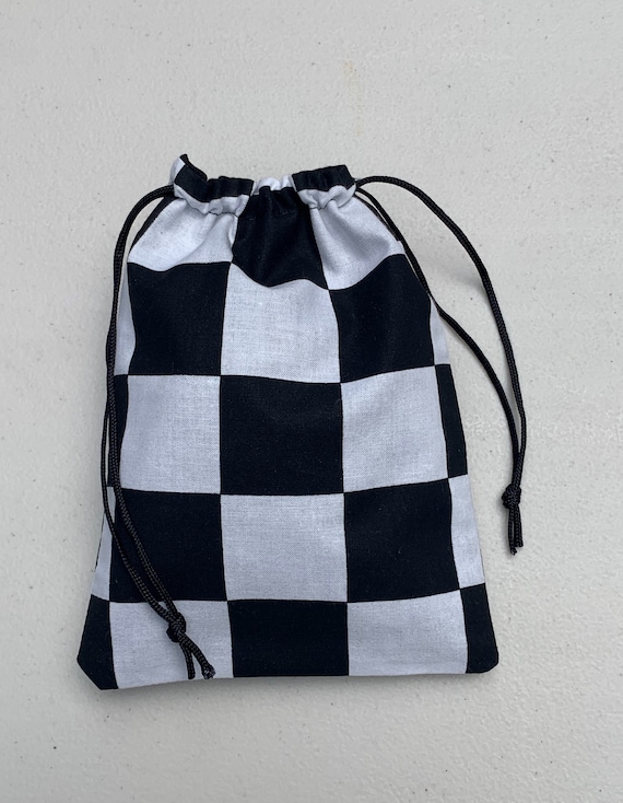 Party Bag Polka Dot Gift Bag 100/% Cotton Reversable Handmade 5X7 Black Cotton Lined Favor Bag