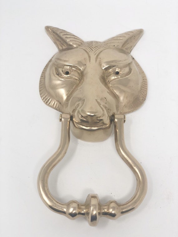 Vintage Brass Wolf Door Knocker Halloween Decor Etsy