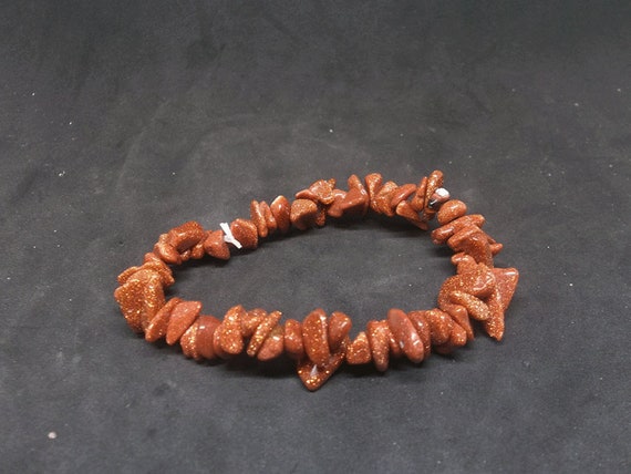 Gold Stone / Goldstone Chip Semi-Precious Gemstone Bracelet (Crystal / Healing)