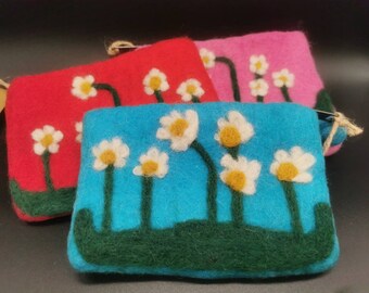 Estuche Cremallera de Fieltro Natural - Flores