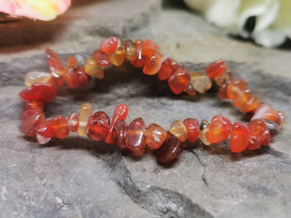 Carnelian/Cornelian Chipped Semi-Precious Gemstone Bracelet