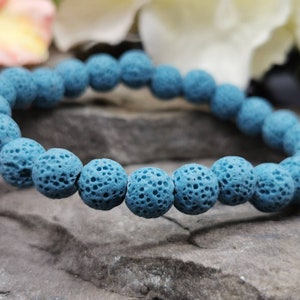 Blaue Lava Stein 7mm Runde Perle Armband (Kristall / Heilung)
