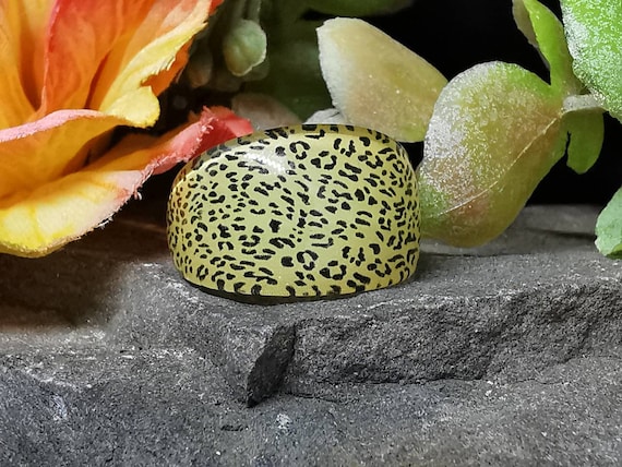 Vintage Cheetah Animal Print Lucite Plastic Rings (Various Sizes)