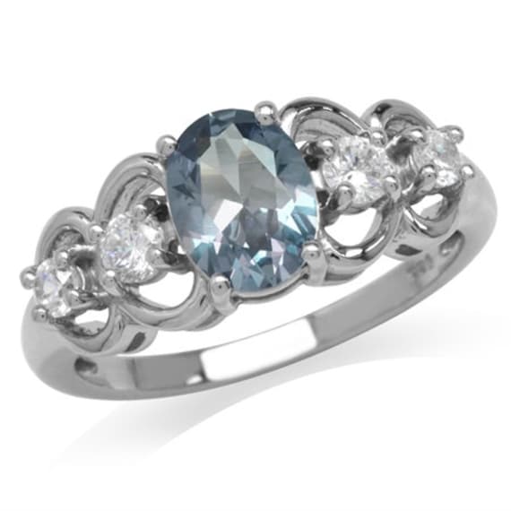 Simulated Colour Change Alexandrite 925 Sterling Silver Filigree Ring. UK Size K