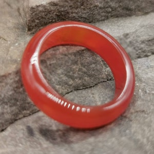 Various Coloured Natural Agate Rings, 6mm Wide, UK Size O1/2