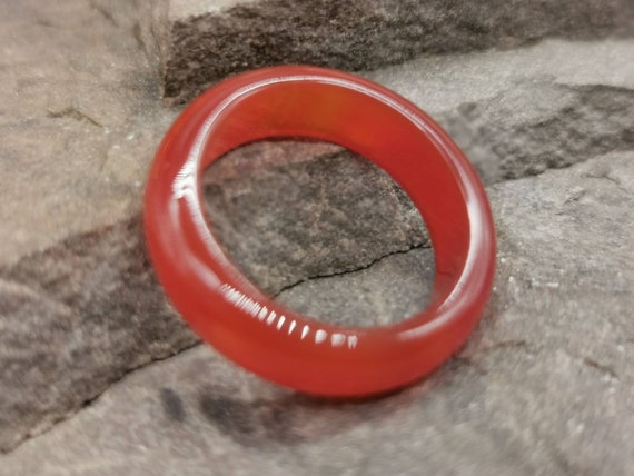 Various Coloured Natural Agate Rings, 6mm Wide, UK Size O1/2