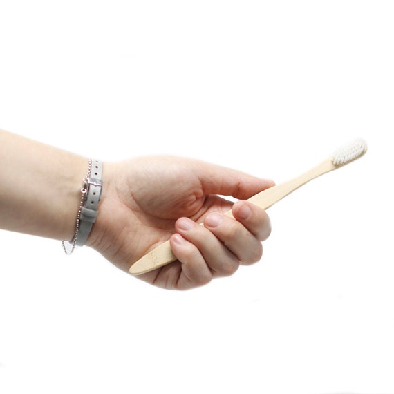 Bamboo Toothbrush - White Medium Soft Nylon Bristles - Family Pack of 4 (2 small & 2 medium)