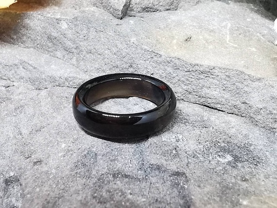Various Coloured Natural Agate Rings, 6mm Wide, Size N1/2