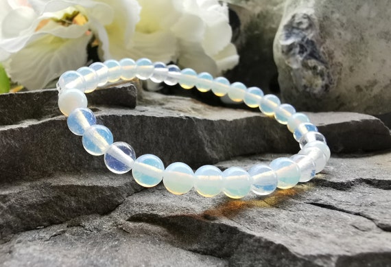 Opalite 6mm Round Bead Semi-Precious Gemstone Bracelet (Crystal / Healing)