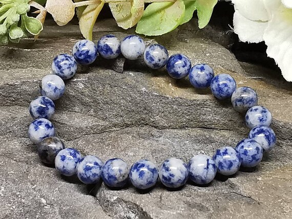 Sodalite Semi-Precious 8mm Round Bead Elasticated  Bracelet (Crystal / Healing)