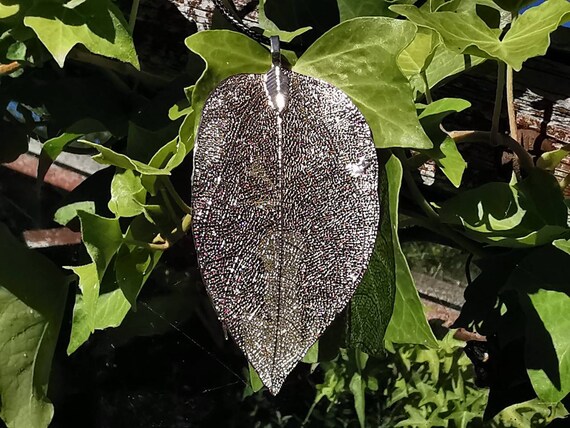 Pink/Rose Gold Bravery Leaf Necklace - Genuine / Real Leaf