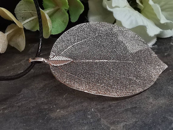 Pink/Rose Gold Bravery Leaf Necklace - Genuine / Real Leaf