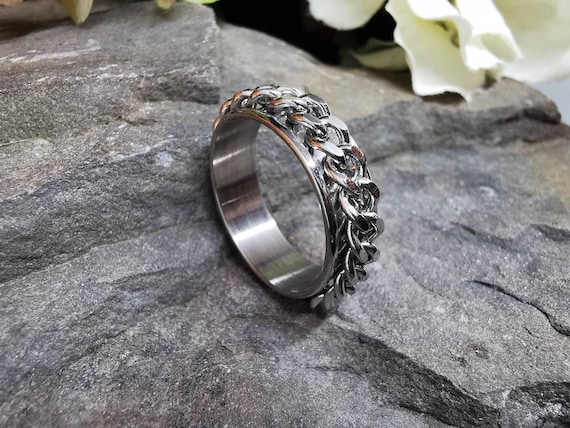 Unisex Stainless Steel Spinner Ring. UK Size W1/2