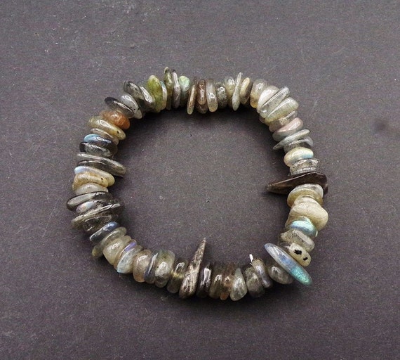 Chunky Chip Labradorite Semi-Precious Chipped Gemstone Bracelet (Crystal / Healing)