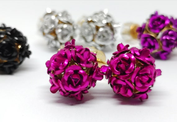 Gorgeous Back-to-Front Style Diamante and Rose Earrings, Choice of Four Colours.