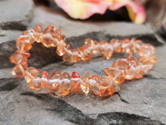 Orange Quartz Chip Semi-Precious Healing Gemstone Bracelet (includes free gift bag)