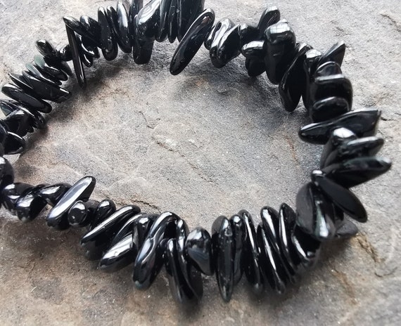Black Tourmaline Semi-Precious Gemstone Bracelet (Crystal / Healing)