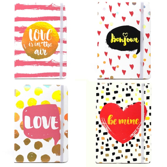 Cool Classy Notebooks - A5, 200 lined pages, round corners - Assorted Designs - Funky Love