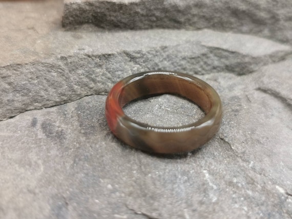 Various Coloured Natural Agate Faceted Rings, 5mm Wide, UK Size O
